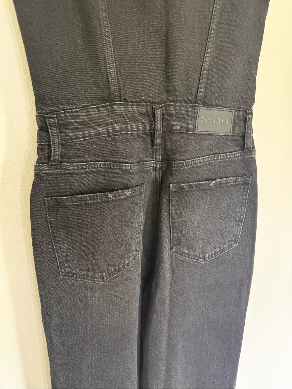 NWT Pistola Aria Denim Jumpsuit Mulholland Black Wide Leg Sz S - Picture 7 of 13